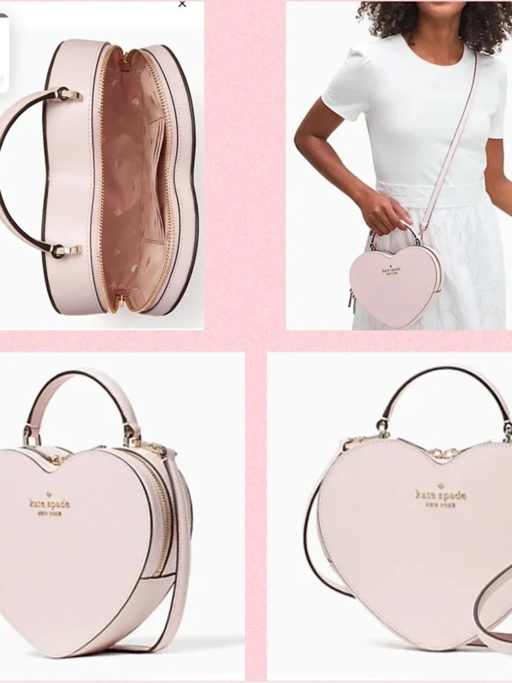 kate spade love shack Pink Heart Crossbody Bag